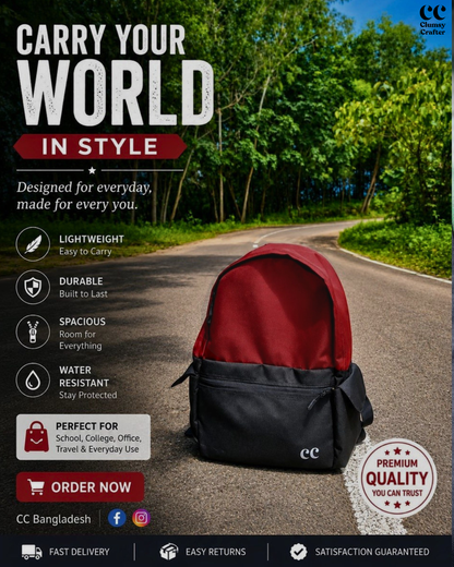 Phoenix Backpack- Brick Red & Black