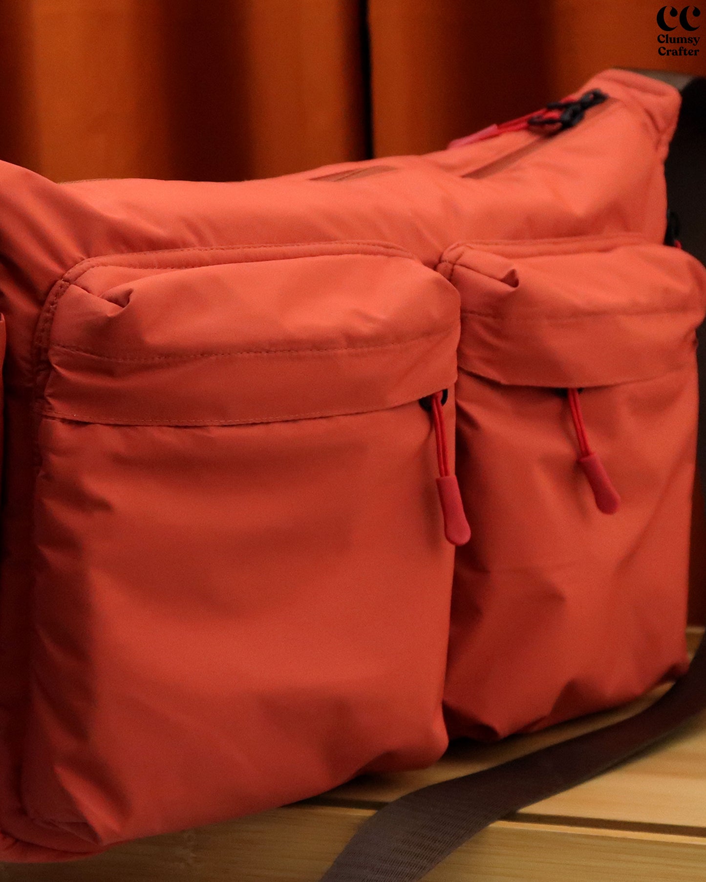 Juno Messenger Bag- Rustic Orange with sea green inner lining