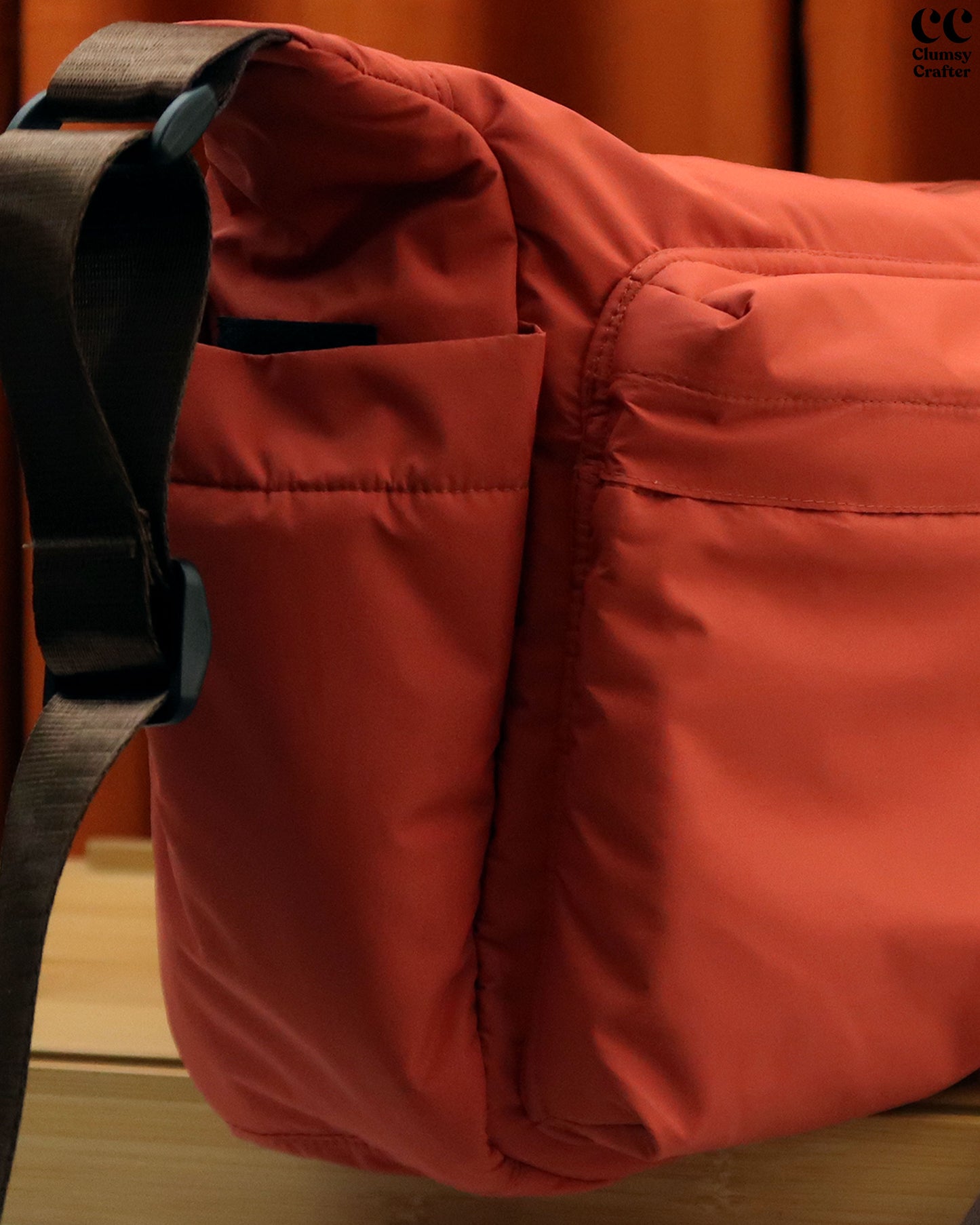 Juno Messenger Bag- Rustic Orange with sea green inner lining