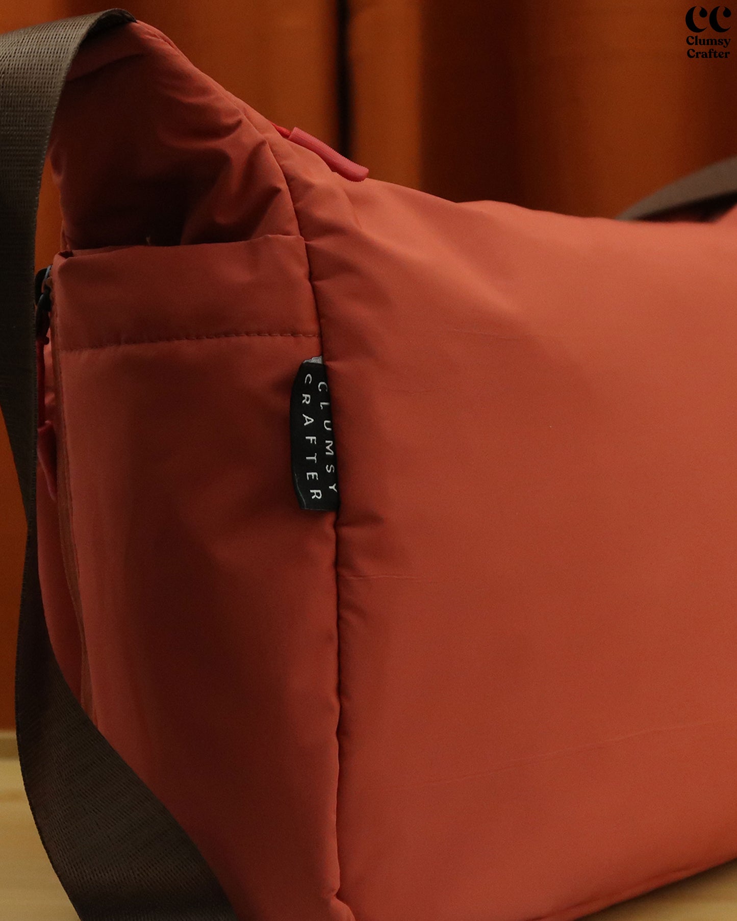 Juno Messenger Bag- Rustic Orange with sea green inner lining