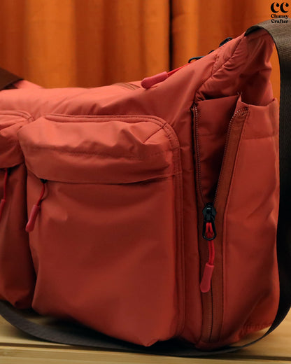 Juno Messenger Bag- Rustic Orange with sea green inner lining