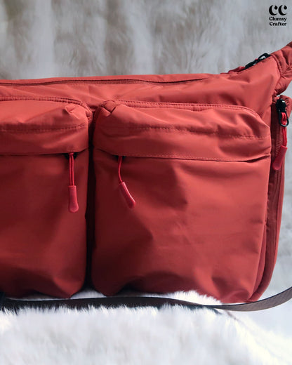 Juno Messenger Bag- Rustic Orange with sea green inner lining