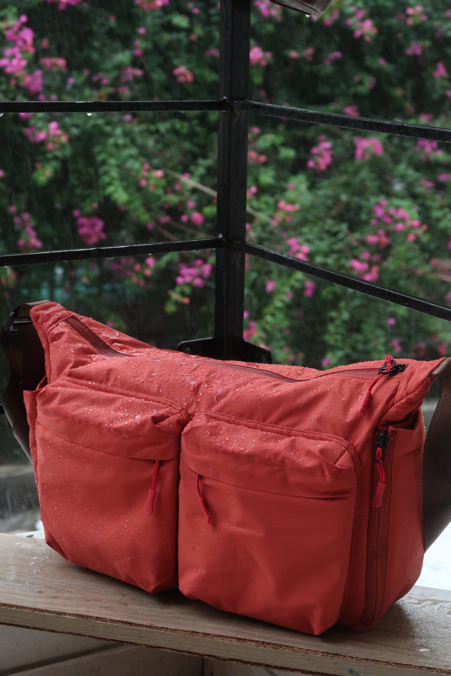 Juno Messenger Bag- Rustic Orange with sea green inner lining