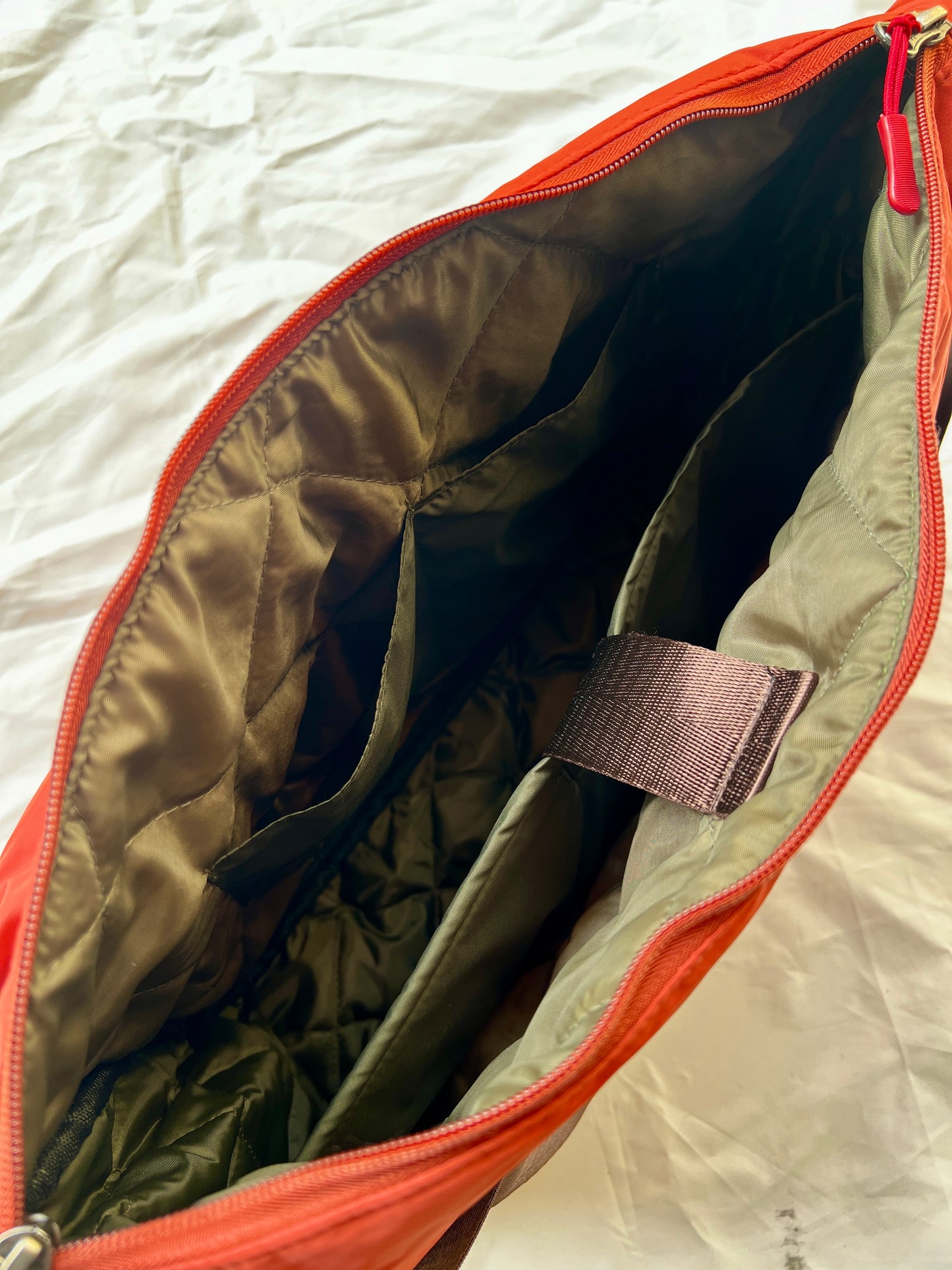 Juno Messenger Bag- Rustic Orange with sea green inner lining