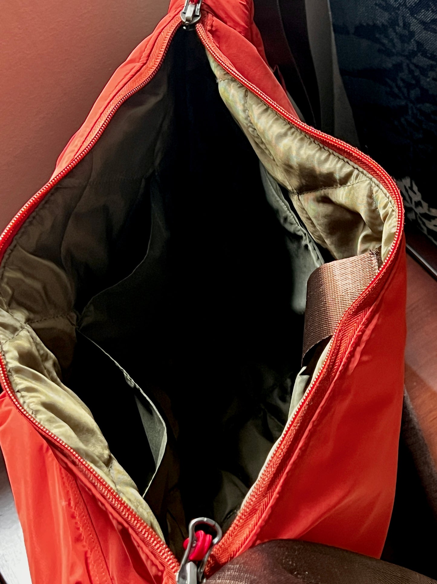 Juno Messenger Bag- Rustic Orange with sea green inner lining