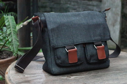 Brief Messenger Bag- Denim Grey