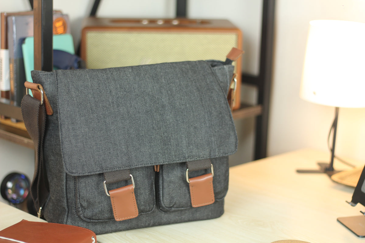 Brief Messenger Bag- Denim