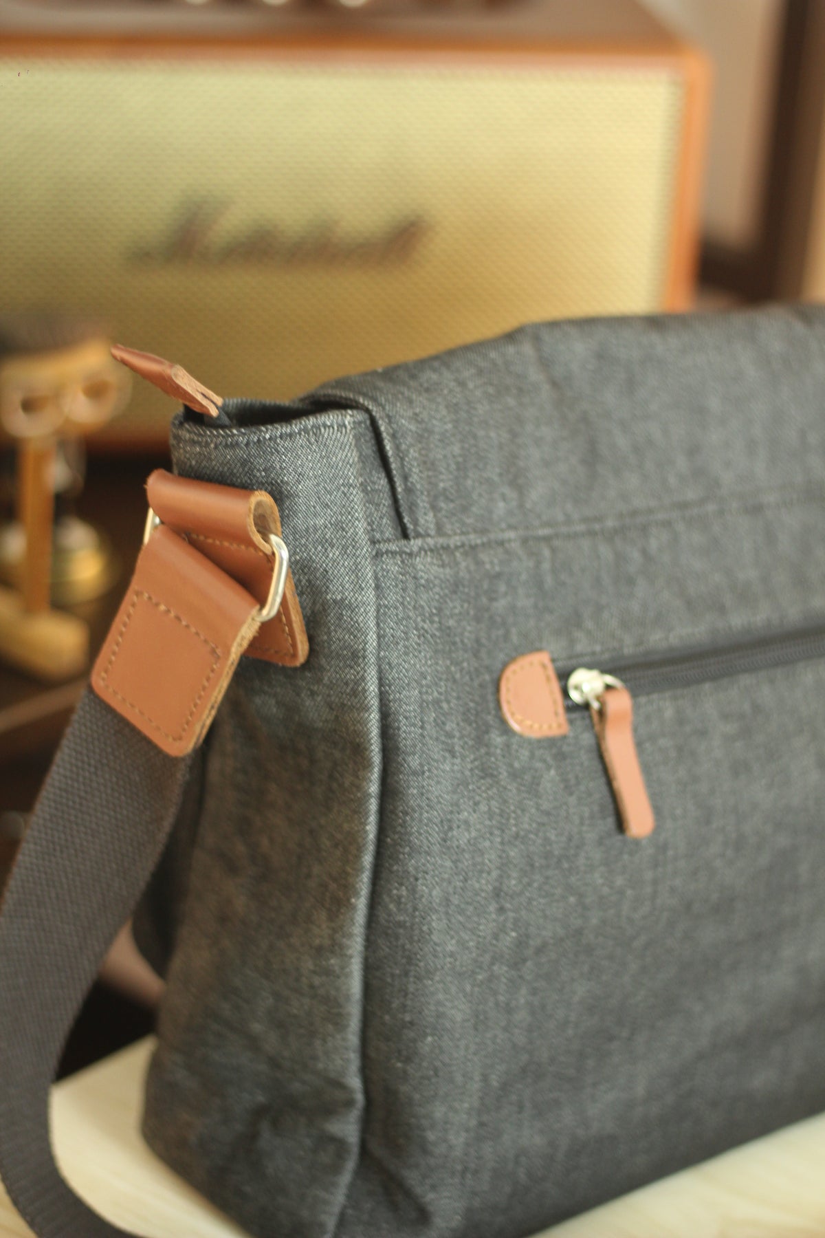 Brief Messenger Bag- Denim