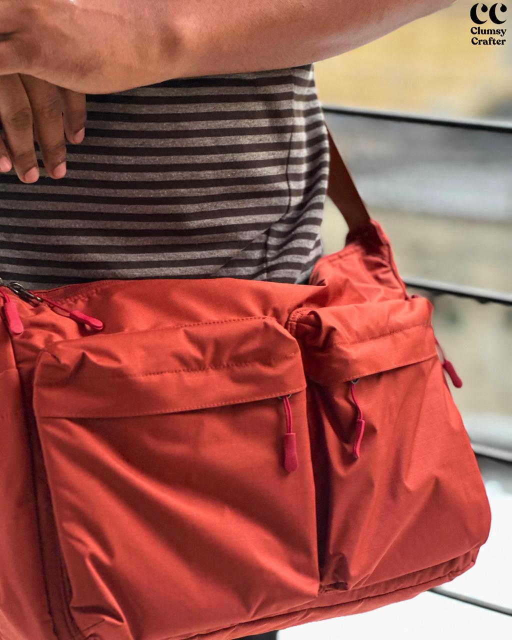 Juno Messenger Bag- Rustic Orange with sea green inner lining