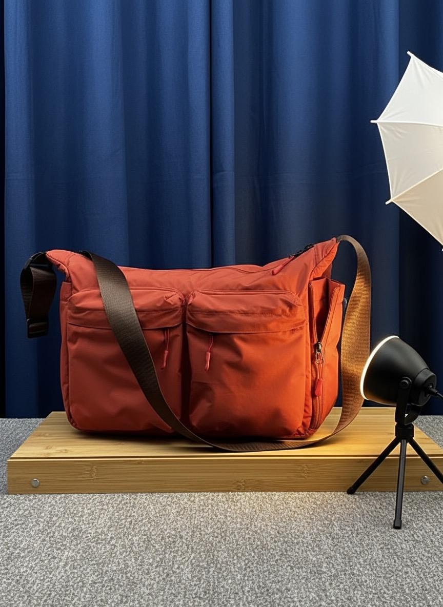 Juno Messenger Bag- Rustic Orange with sea green inner lining