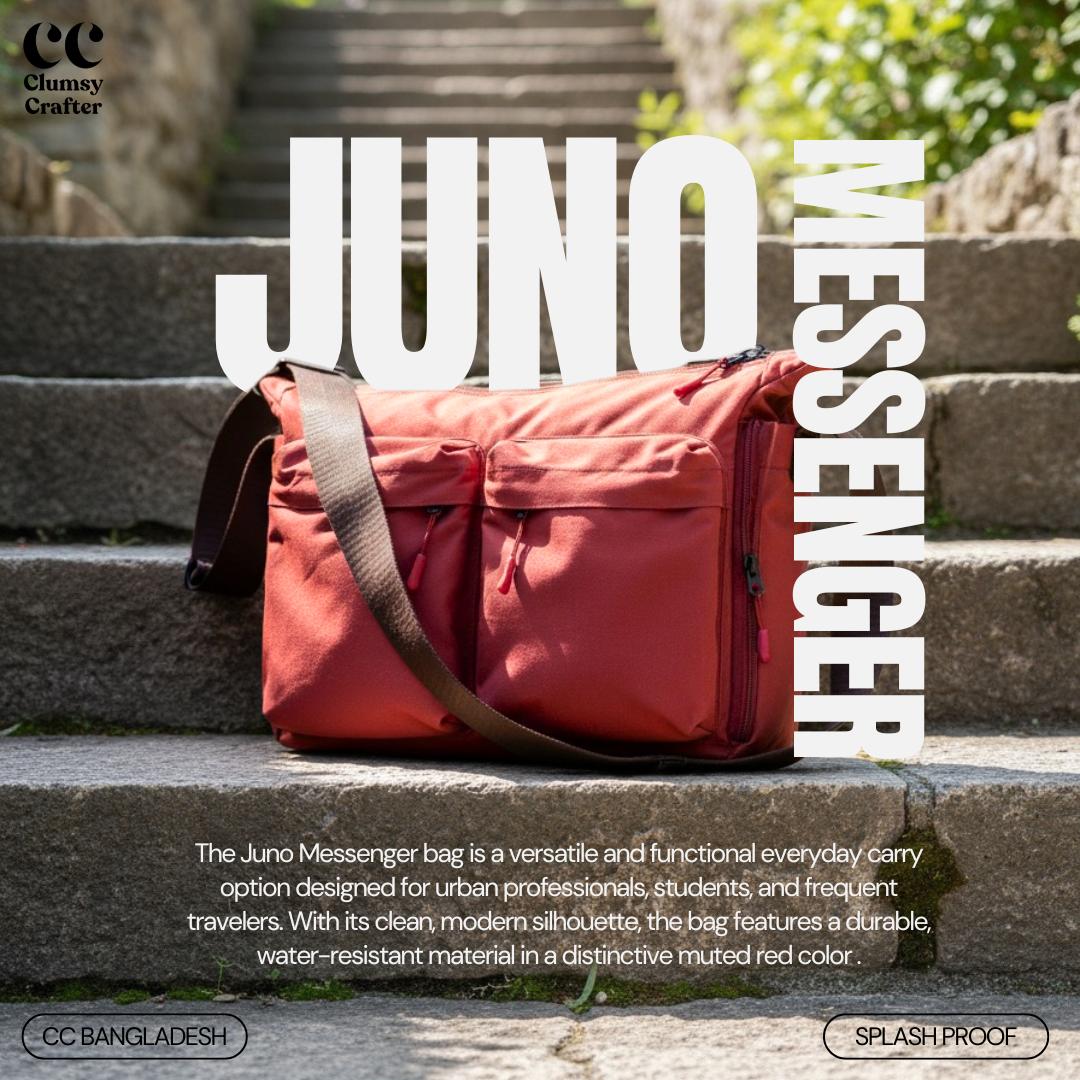 Juno Messenger Bag- Rustic Orange with sea green inner lining