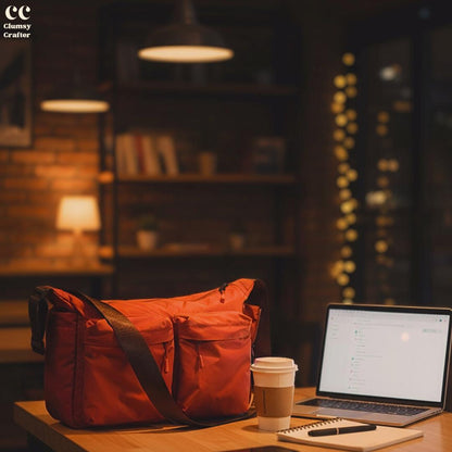 Juno Messenger Bag- Rustic Orange with sea green inner lining