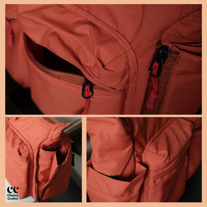 Juno Messenger Bag- Rustic Orange with sea green inner lining